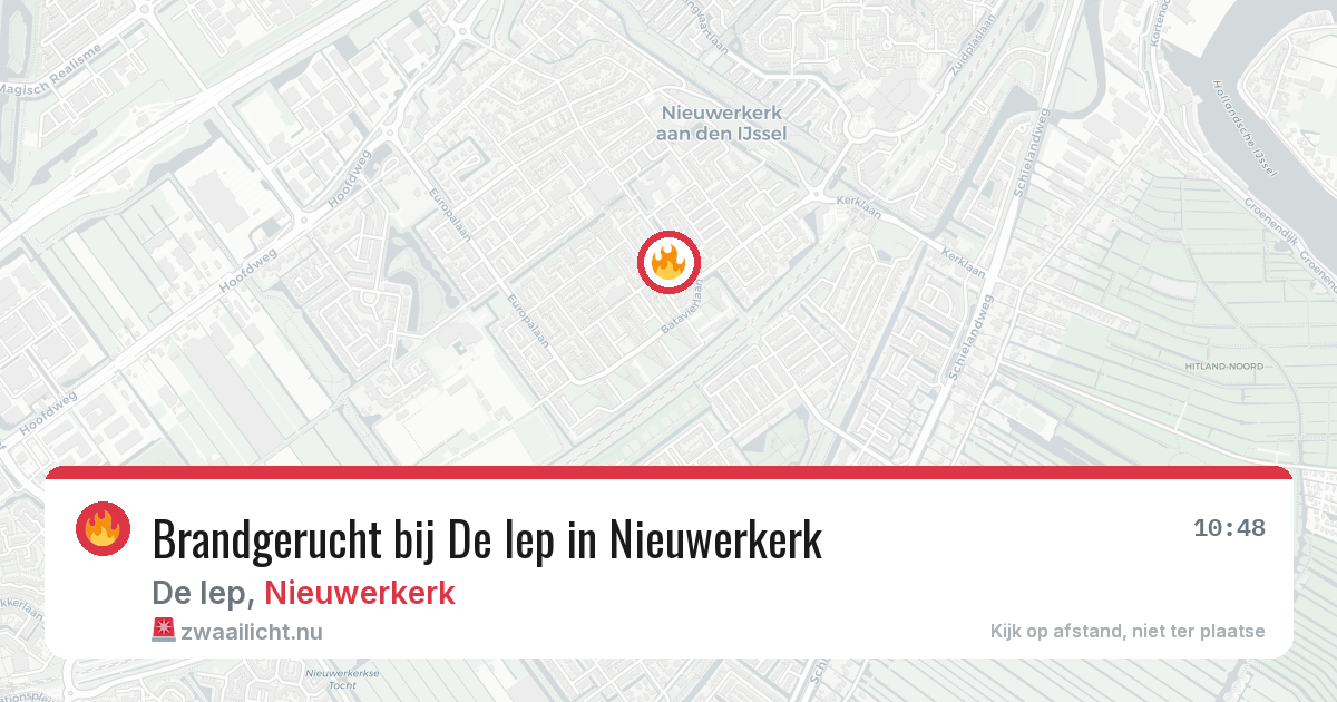 Brandgerucht bij De Iep in Nieuwerkerk — 26 mrt 2026