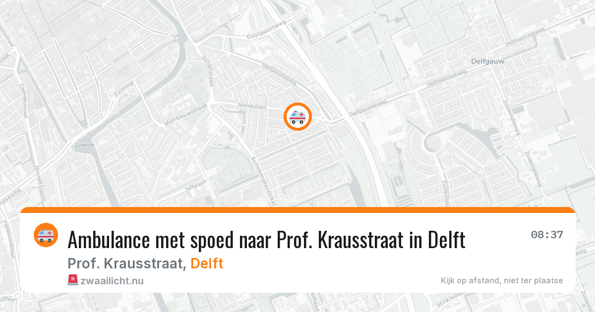 Ambulance met spoed naar Prof. Krausstraat in Delft — 20 mrt 2026