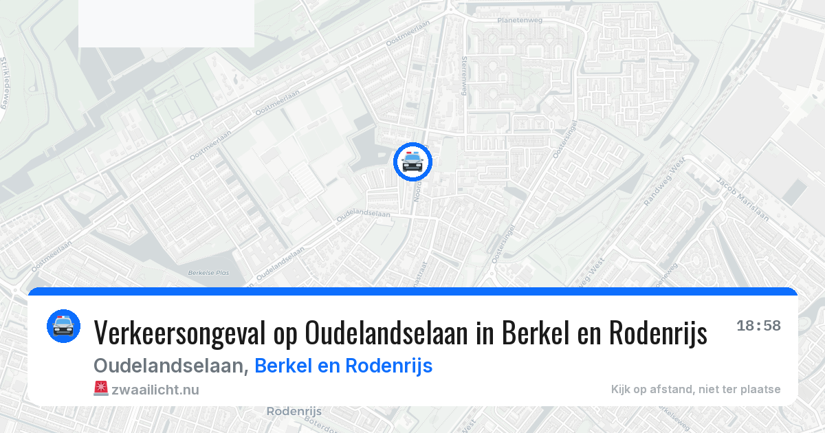 Verkeersongeval op Oudelandselaan in Berkel en Rodenrijs — 10 jul 2026