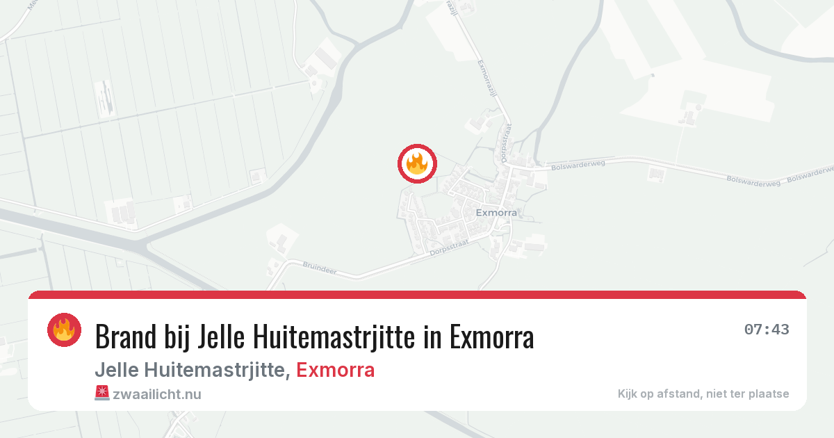 Brand bij Jelle Huitemastrjitte in Exmorra — 6 jun 2026