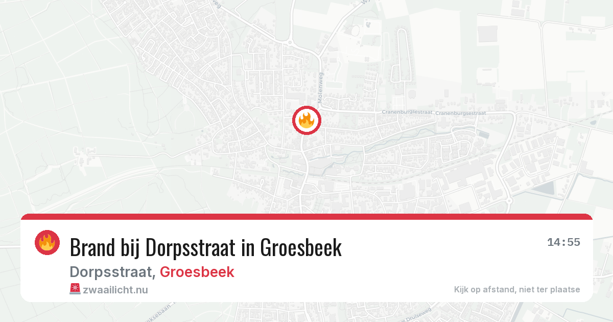 Brand bij Dorpsstraat in Groesbeek — 19 mrt 2026