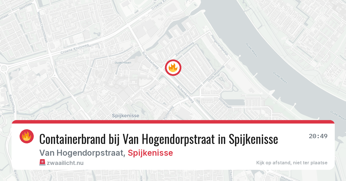 Containerbrand bij Van Hogendorpstraat in Spijkenisse — 25 jul 2026