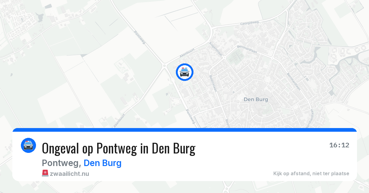 Ongeval op Pontweg in Den Burg — 25 mei 2026