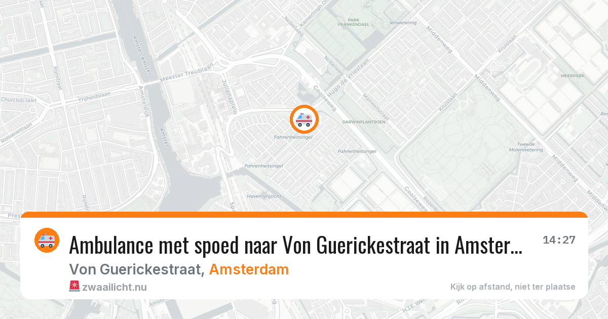 Ambulance met spoed naar Von Guerickestraat in Amsterdam — 15 mei 2026