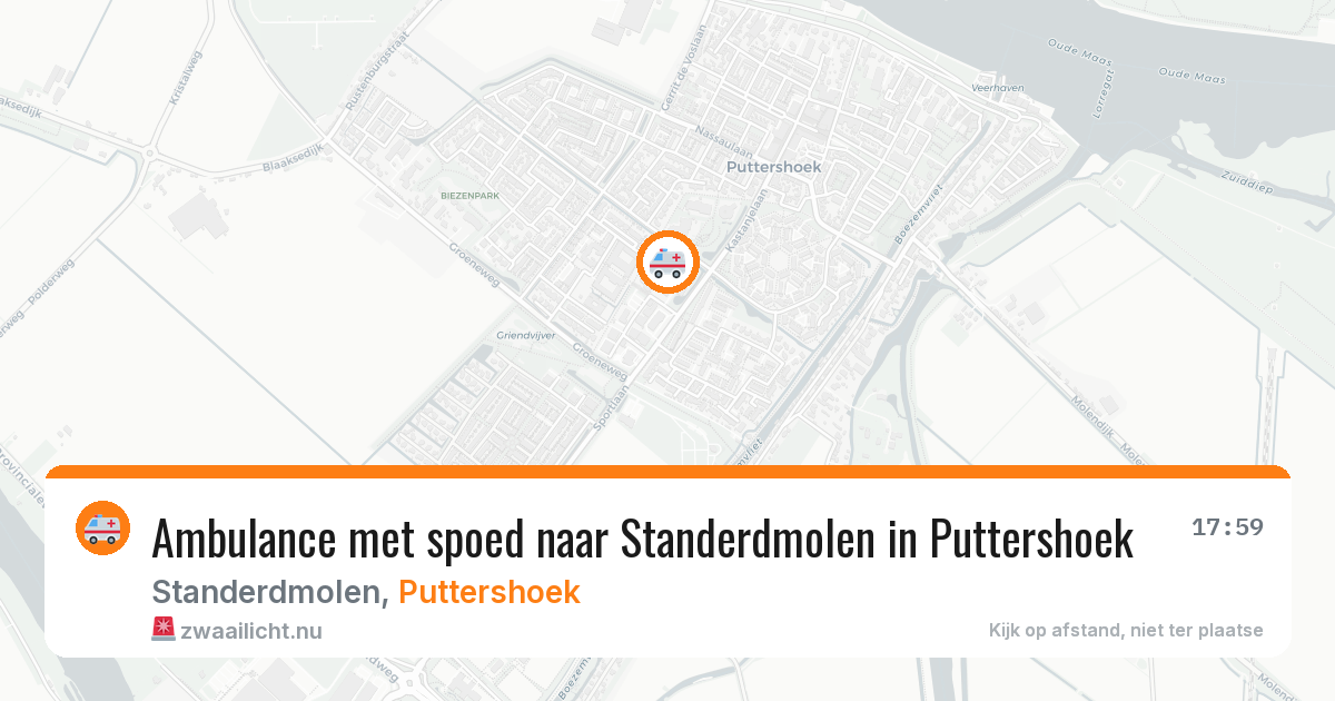 Ambulance met spoed naar Standerdmolen in Puttershoek — 23 mrt 2026