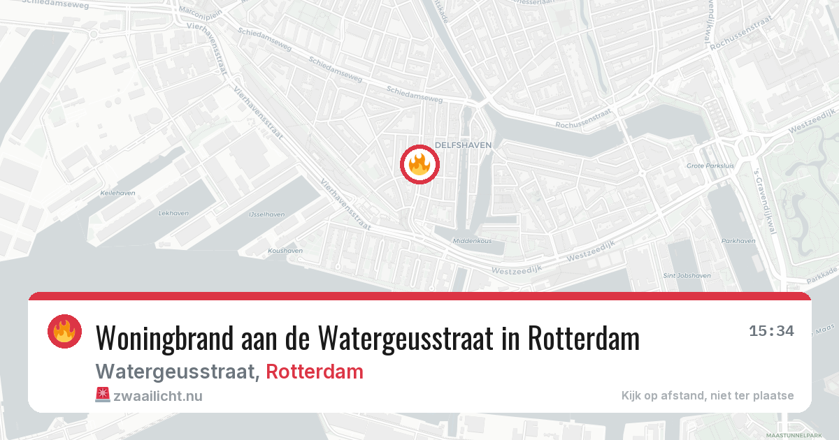 Woningbrand aan de Watergeusstraat in Rotterdam — 6 apr 2026
