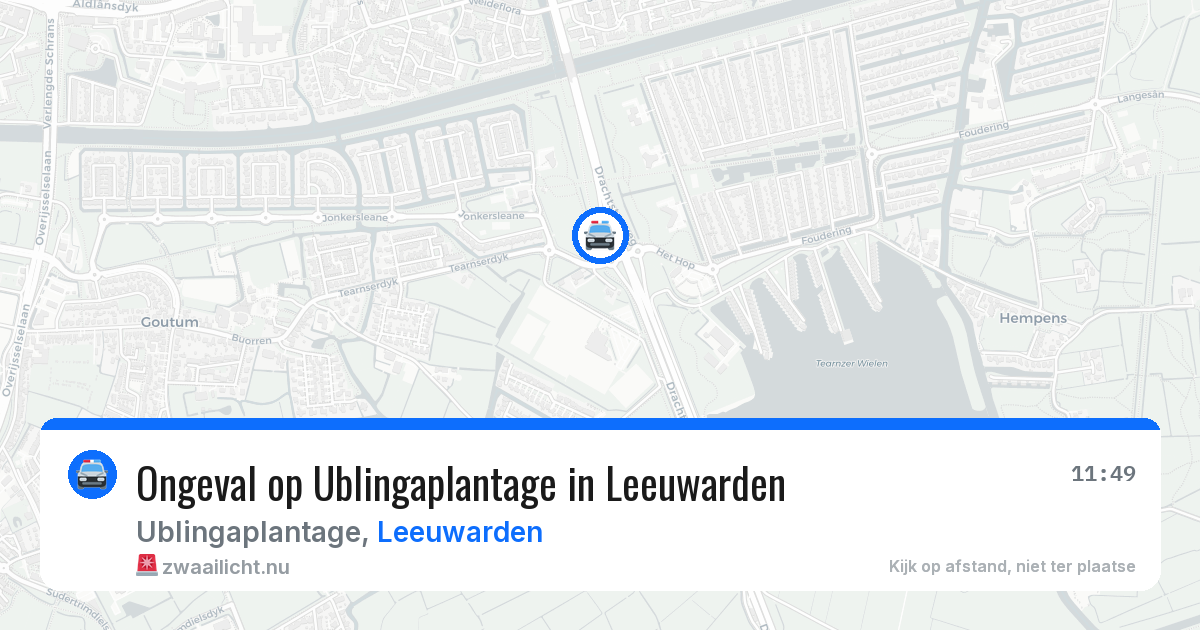 Ongeval op Ublingaplantage in Leeuwarden — 9 jul 2026