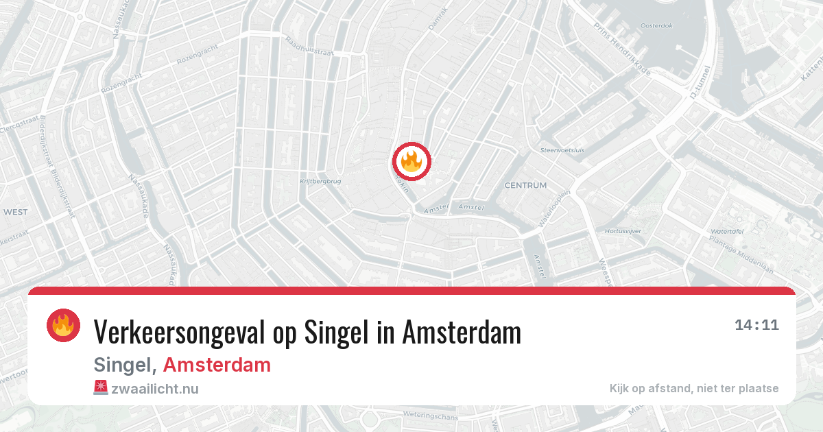 Verkeersongeval op Singel in Amsterdam — 16 mei 2026