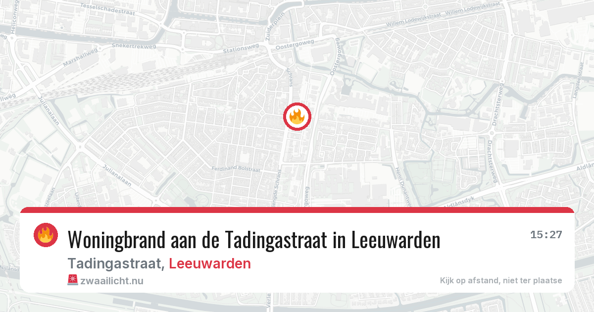 Woningbrand aan de Tadingastraat in Leeuwarden — 20 mrt 2026