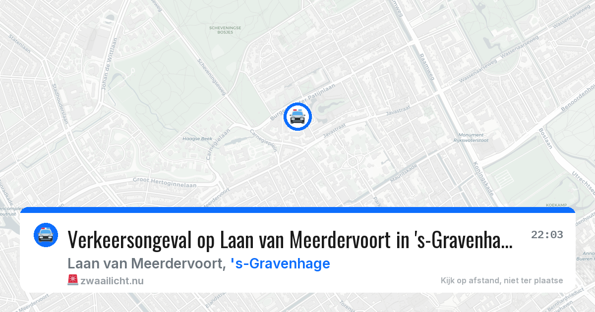 Verkeersongeval op Laan van Meerdervoort in 's-Gravenhage — 15 mrt 2026