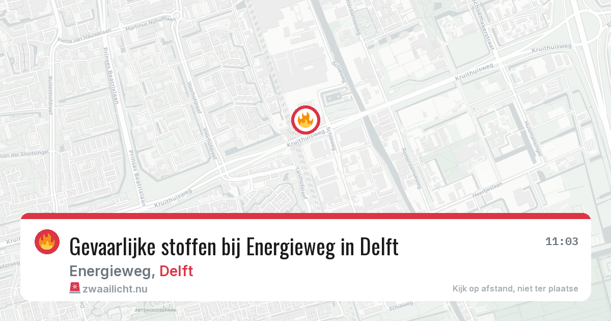 Gevaarlijke stoffen bij Energieweg in Delft — 22 jul 2026