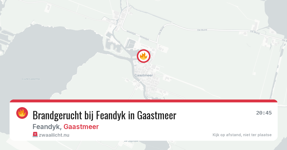 Brandgerucht bij Feandyk in Gaastmeer — 20 apr 2026