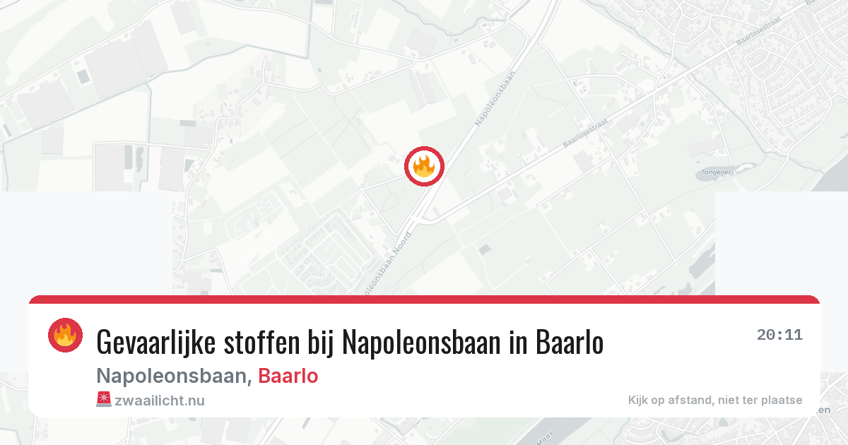 Gevaarlijke stoffen bij Napoleonsbaan in Baarlo — 7 jul 2026