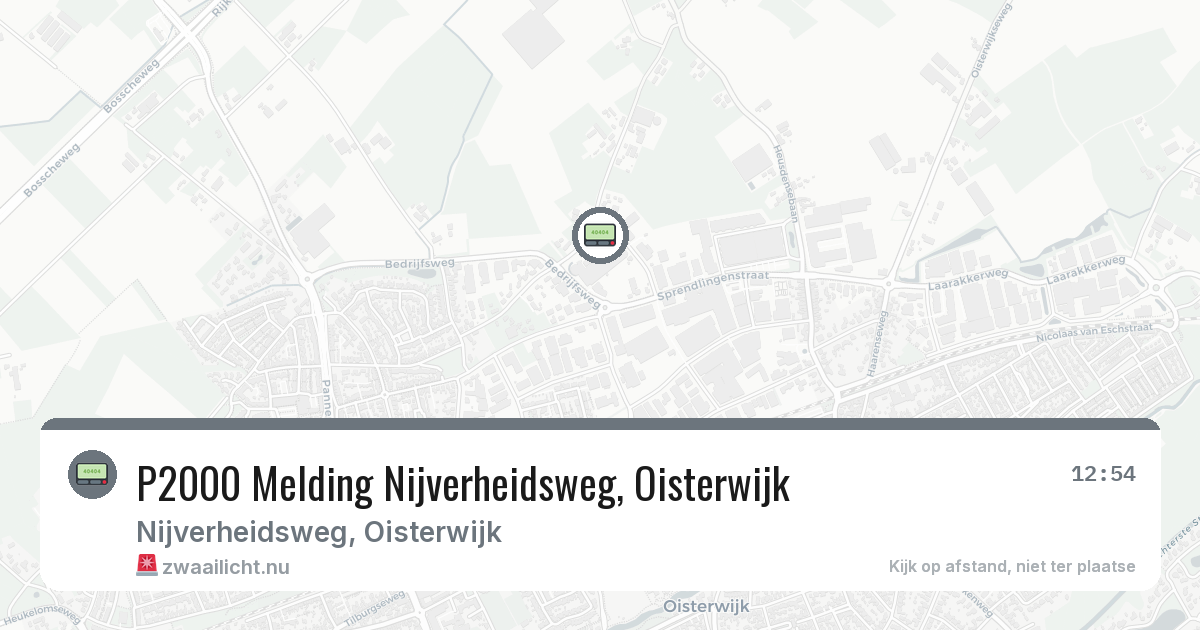 P2000 Melding Nijverheidsweg, Oisterwijk — 23 jul 2026
