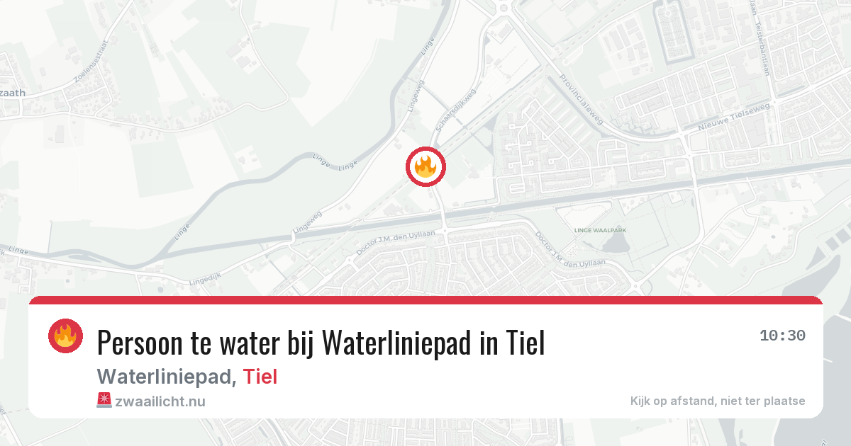 Persoon te water bij Waterliniepad in Tiel — 21 mrt 2026