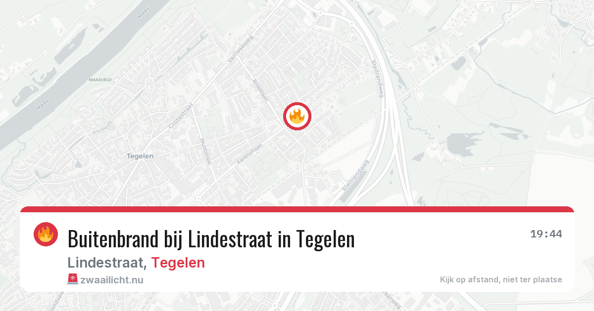 Buitenbrand bij Lindestraat in Tegelen — 9 apr 2026