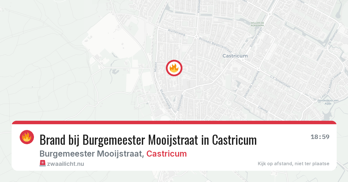 Brand bij Burgemeester Mooijstraat in Castricum — 18 mei 2026