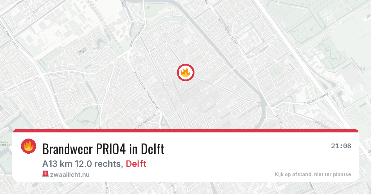 Brandweer PRIO4 in Delft — 23 jul 2026 | 🚨 Zwaailicht.nu