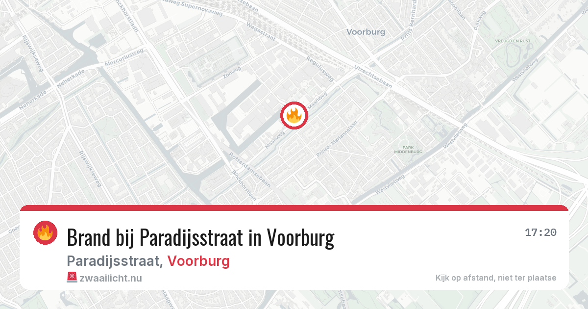 Brand bij Paradijsstraat in Voorburg — 13 jul 2026