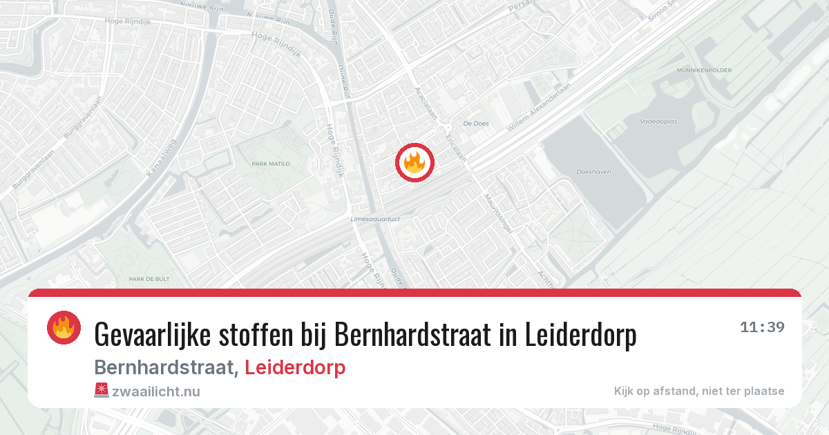 Gevaarlijke stoffen bij Bernhardstraat in Leiderdorp — 20 jul 2026