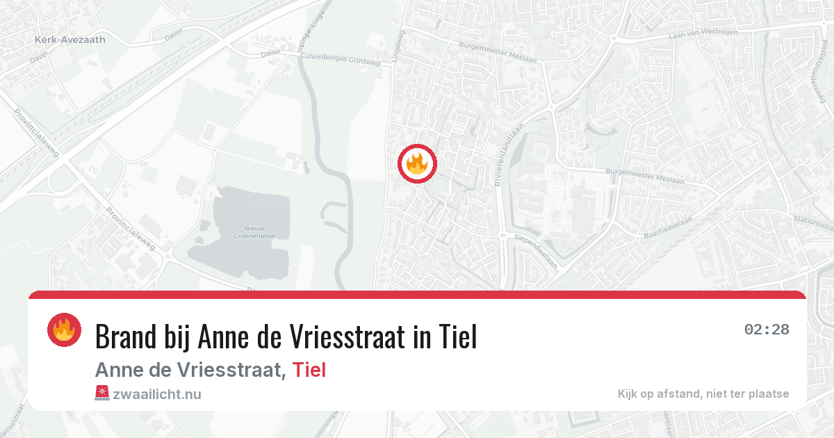 Brand bij Anne de Vriesstraat in Tiel — 20 jul 2026