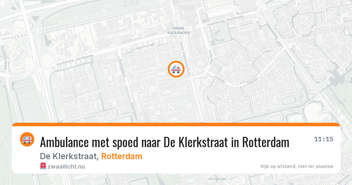 Ambulance met spoed naar De Klerkstraat in Rotterdam — 20 jul 2026