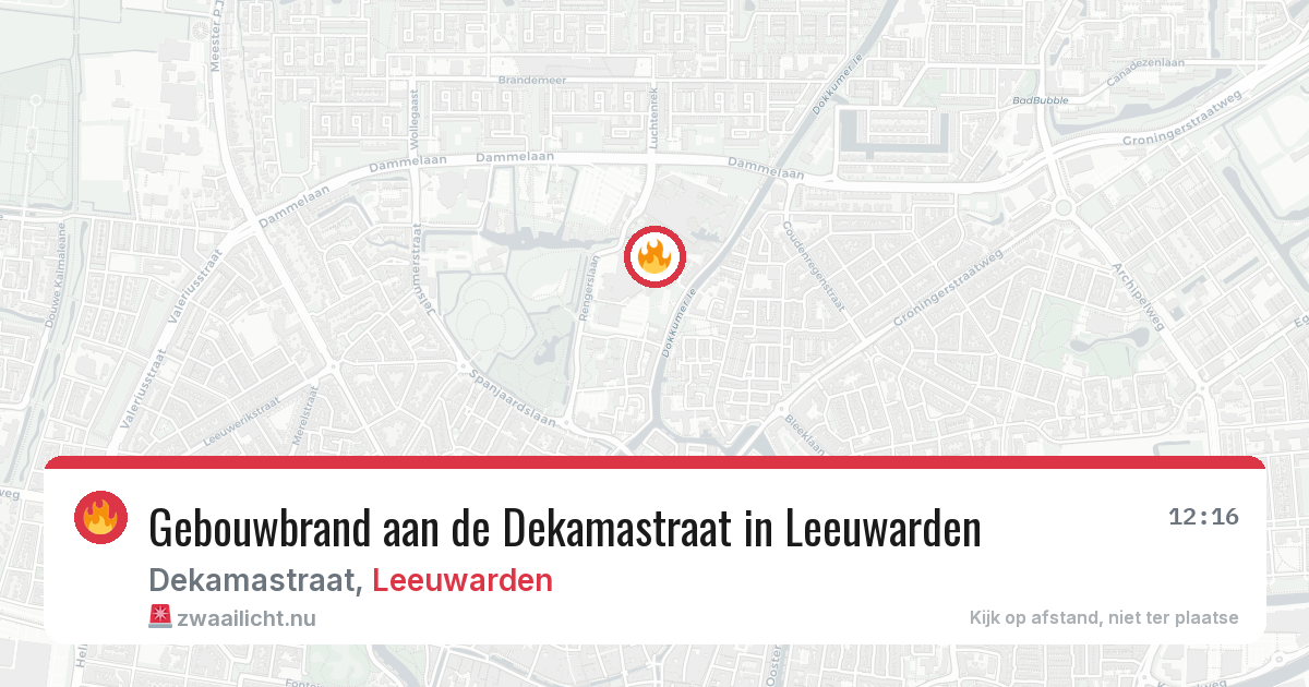 Gebouwbrand aan de Dekamastraat in Leeuwarden — 15 jul 2026