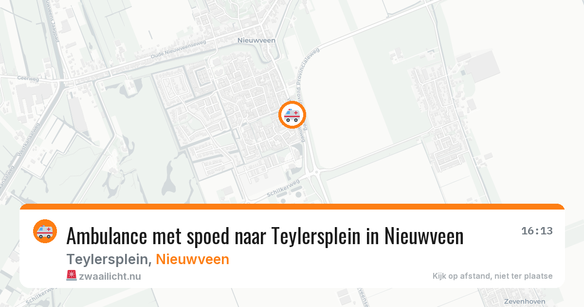 Ambulance met spoed naar Teylersplein in Nieuwveen — 20 jul 2026