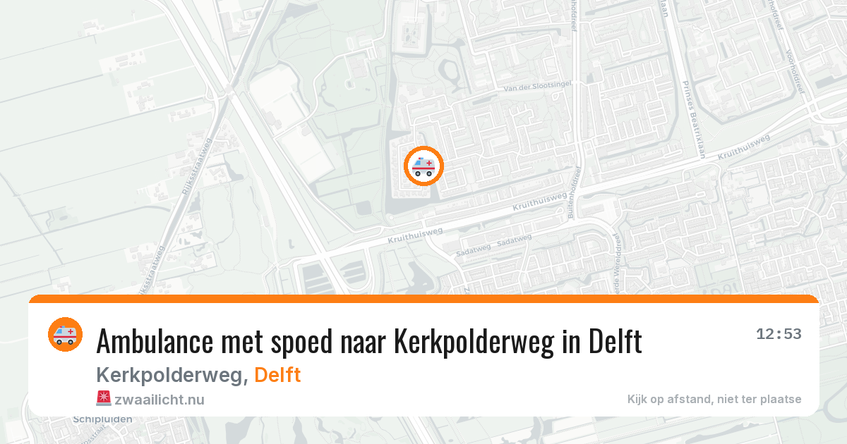 Ambulance met spoed naar Kerkpolderweg in Delft — 20 mei 2026