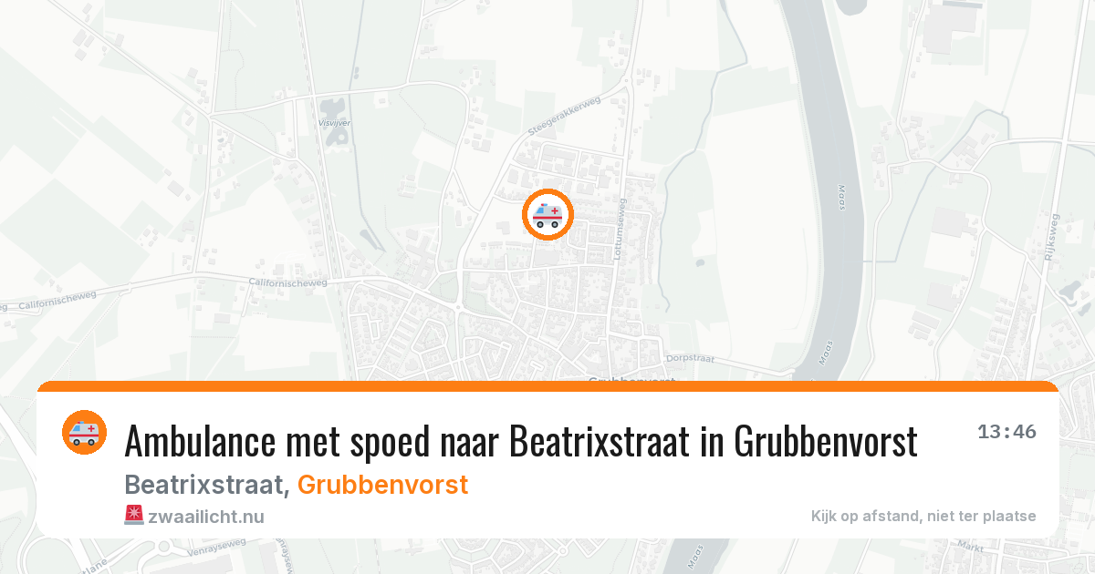 Ambulance met spoed naar Beatrixstraat in Grubbenvorst — 14 jul 2026