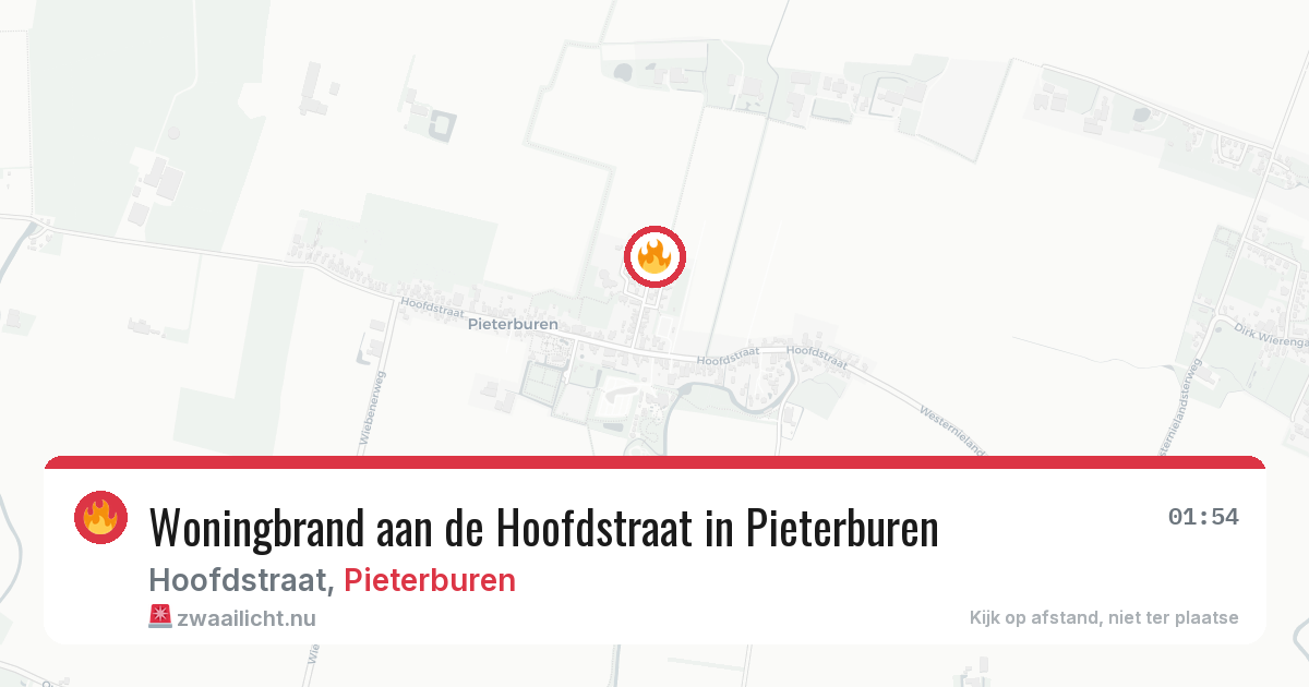 Woningbrand aan de Hoofdstraat in Pieterburen — 9 mei 2026