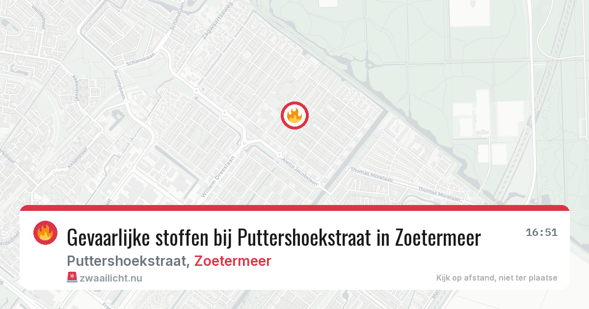 Gevaarlijke stoffen bij Puttershoekstraat in Zoetermeer — 24 mei 2026