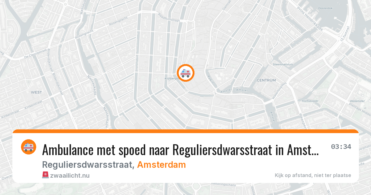Ambulance met spoed naar Reguliersdwarsstraat in Amsterdam — 7 jun 2026