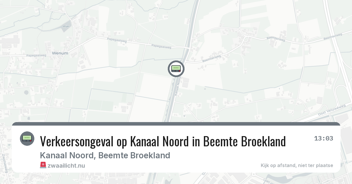 Verkeersongeval op Kanaal Noord in Beemte Broekland — 16 jul 2026