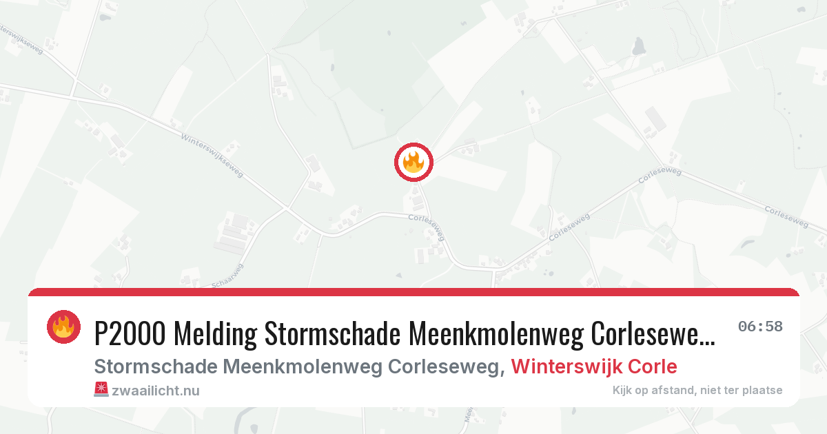 P2000 Melding Stormschade Meenkmolenweg Corleseweg, Winterswijk Corle — 31 jan 2026