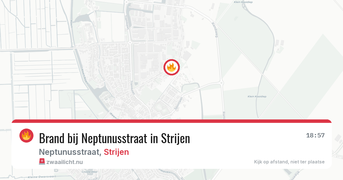 Brand bij Neptunusstraat in Strijen — 22 mrt 2026