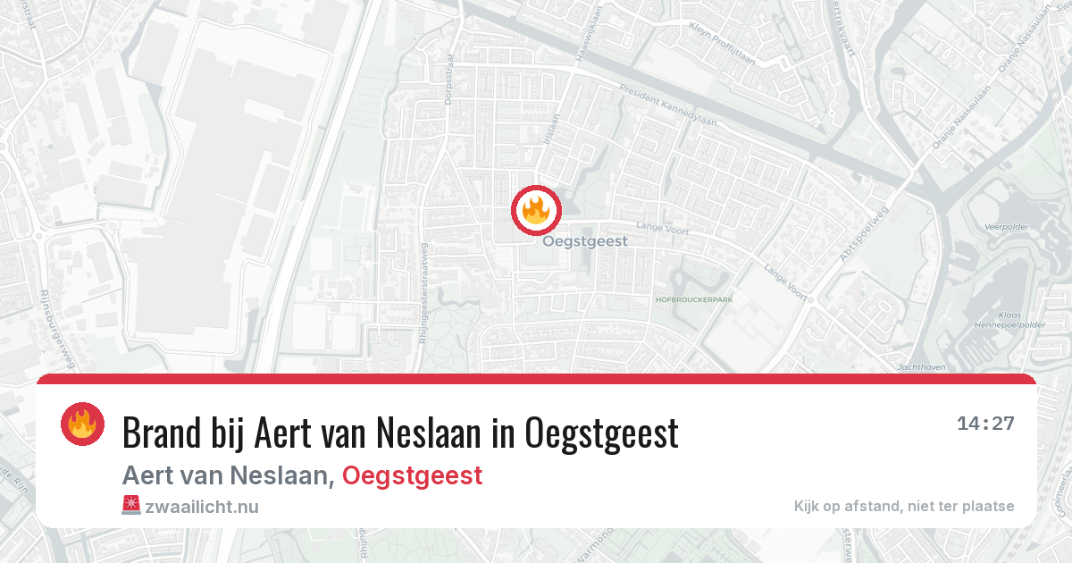 Brand bij Aert van Neslaan in Oegstgeest — 11 mei 2026