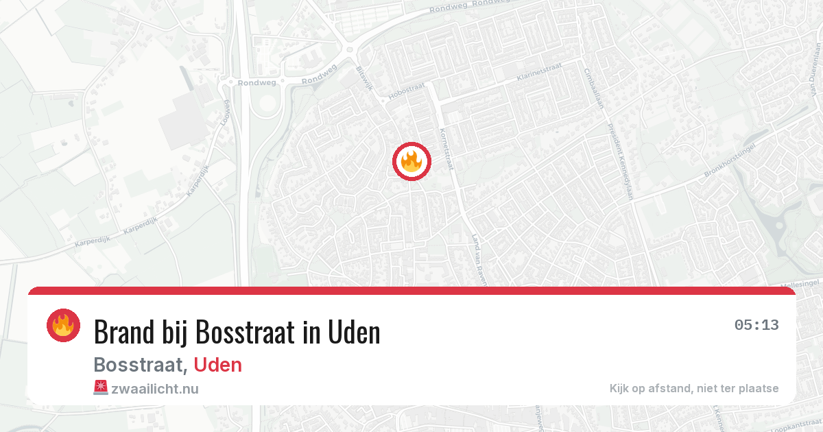 Brand bij Bosstraat in Uden — 17 jul 2026