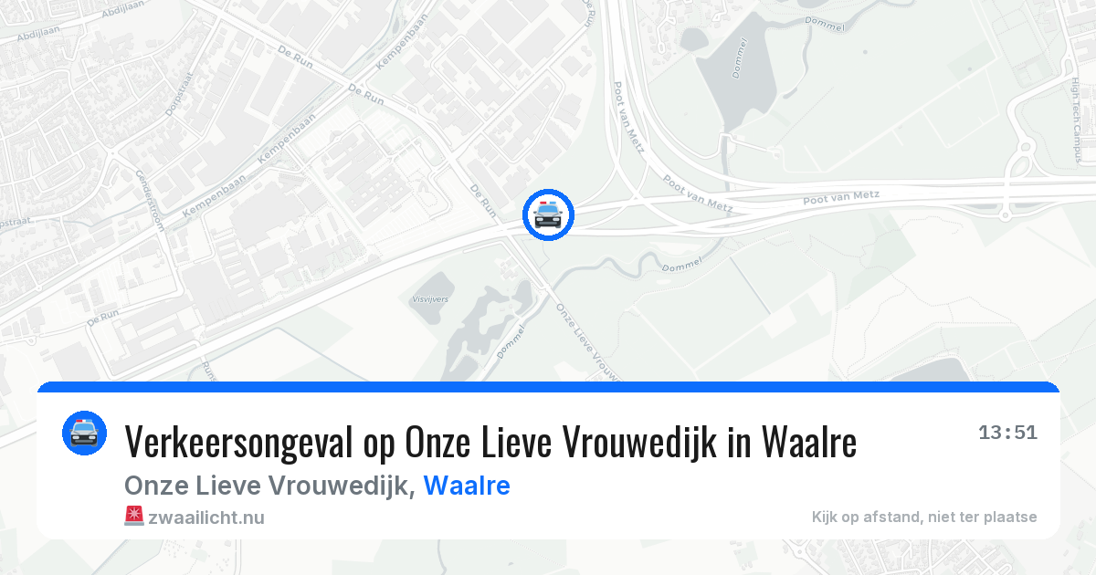 Verkeersongeval op Onze Lieve Vrouwedijk in Waalre — 23 jul 2026