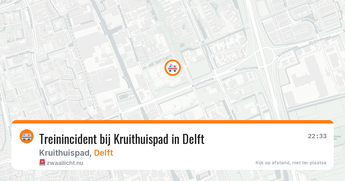 Treinincident bij Kruithuispad in Delft — 20 mrt 2026