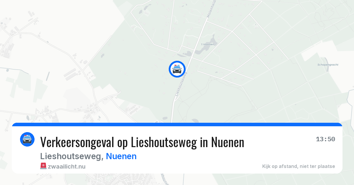 Verkeersongeval op Lieshoutseweg in Nuenen — 22 mei 2026