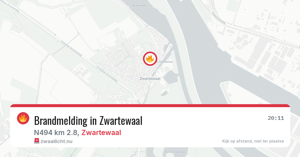 Brandmelding in Zwartewaal — 20 jul 2026