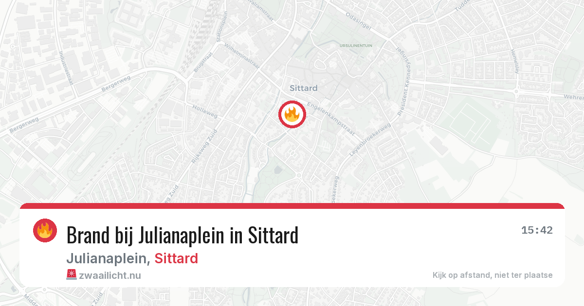 Brand bij Julianaplein in Sittard — 18 jul 2026