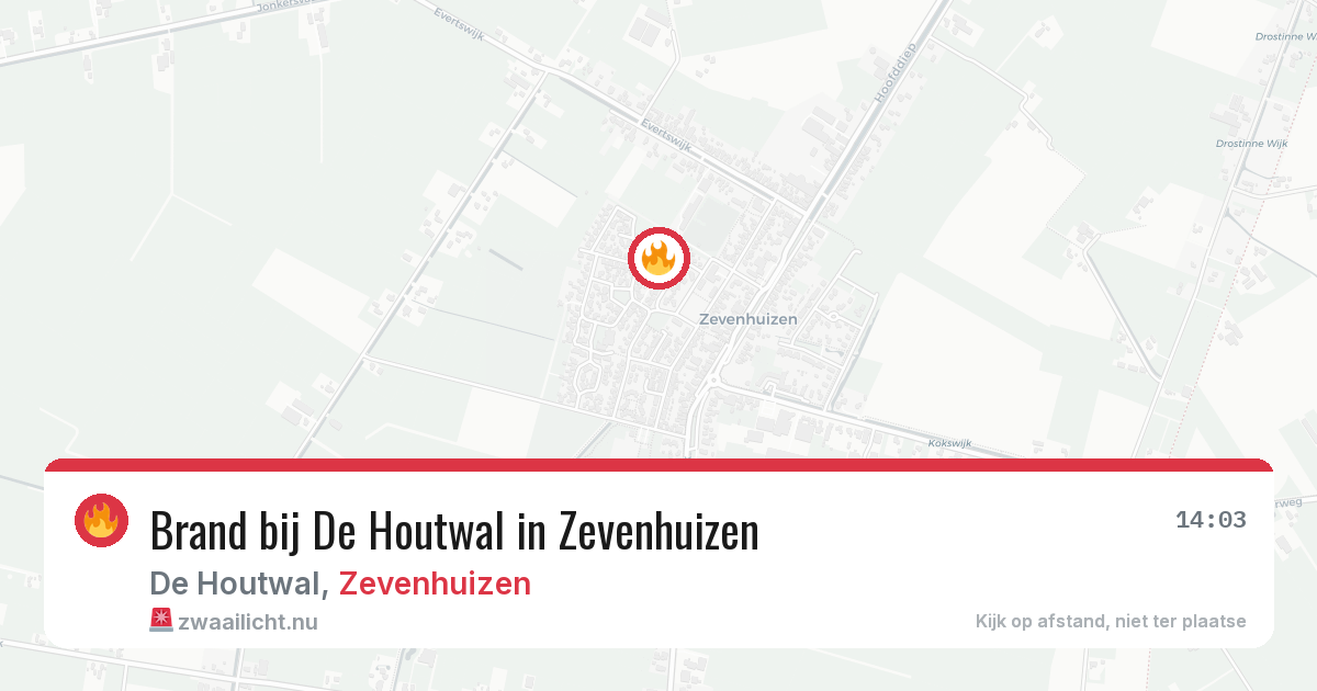 Brand bij De Houtwal in Zevenhuizen — 28 mrt 2026