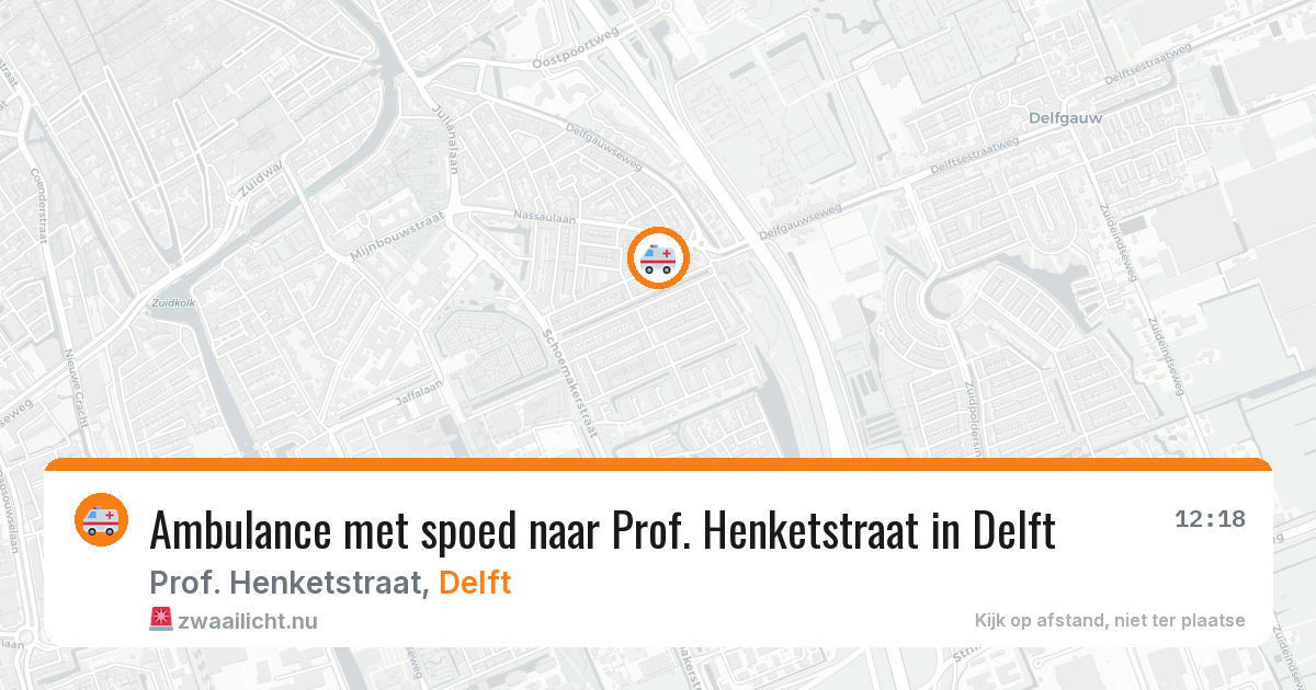 Ambulance met spoed naar Prof. Henketstraat in Delft — 11 jul 2026