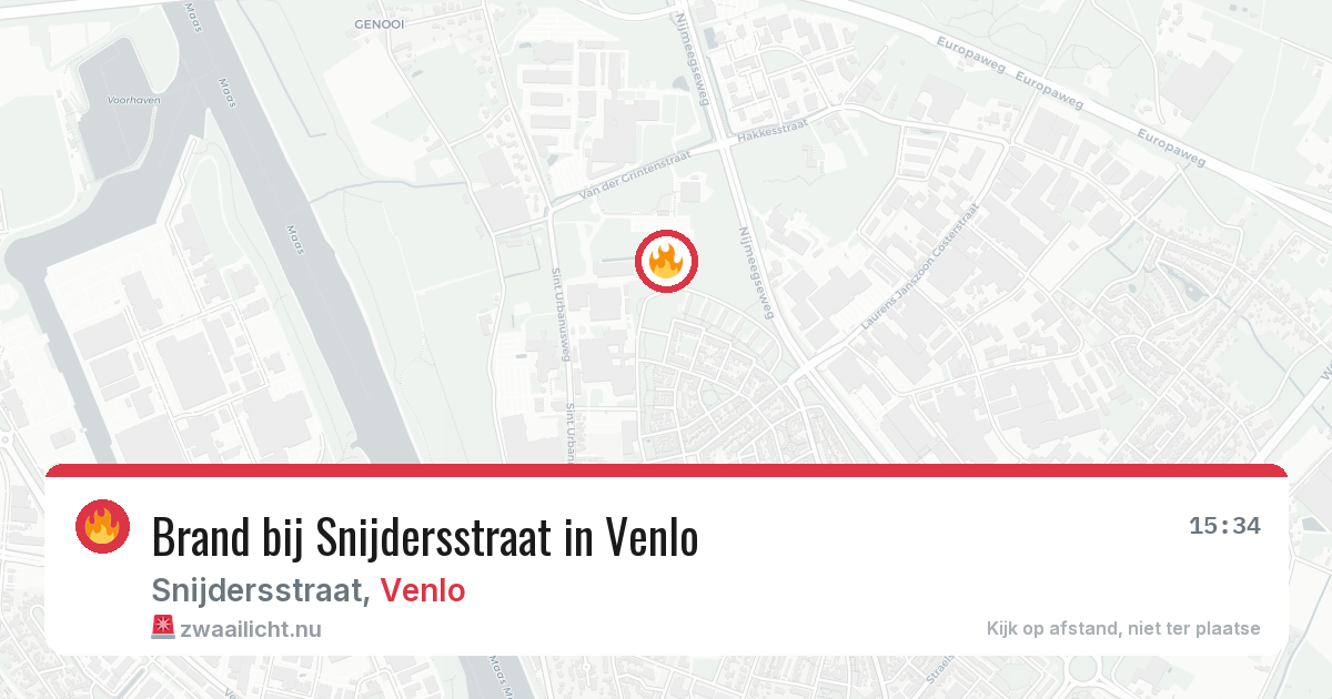 Brand bij Snijdersstraat in Venlo — 29 mei 2026