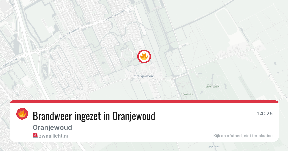 Brandweer ingezet in Oranjewoud — 21 mrt 2026 | 🚨 Zwaailicht.nu