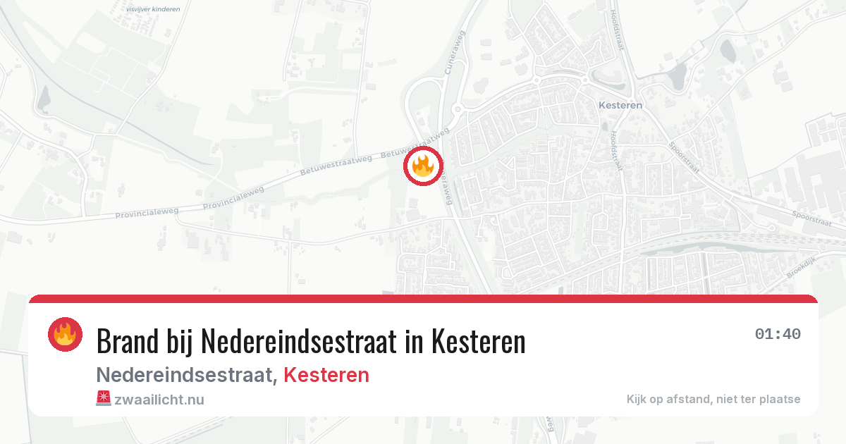 Brand bij Nedereindsestraat in Kesteren — 21 feb 2026