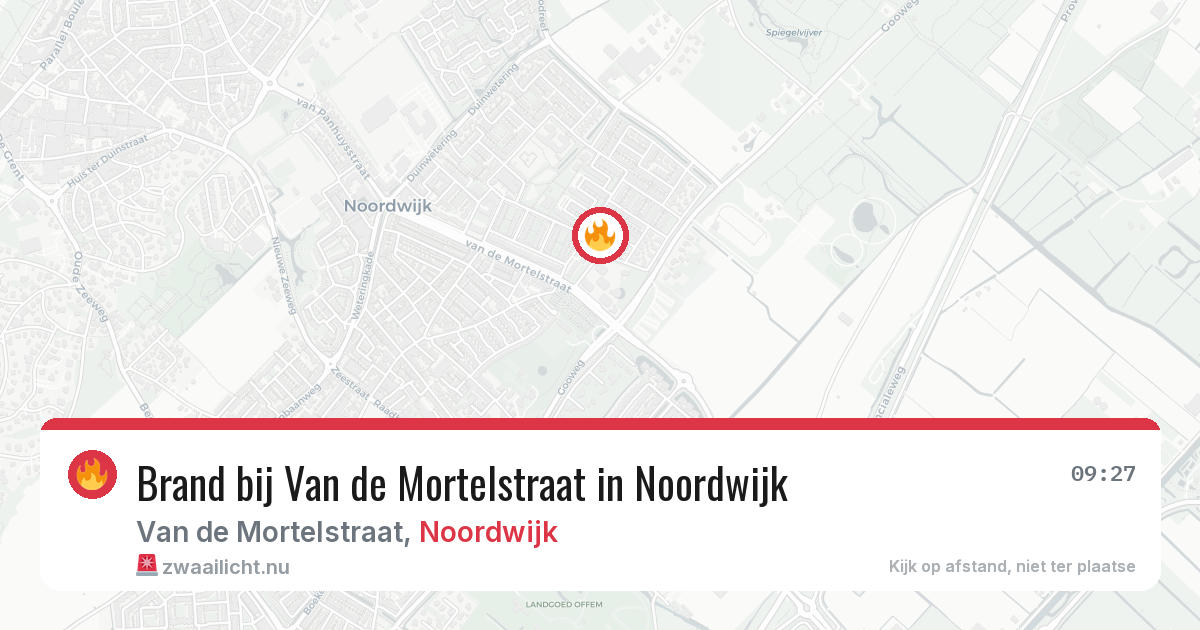 Brand bij Van de Mortelstraat in Noordwijk — 21 mei 2026