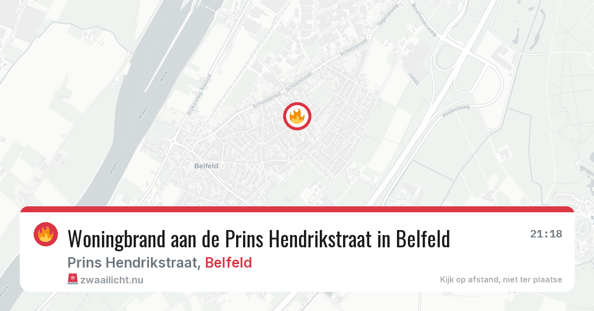 Woningbrand aan de Prins Hendrikstraat in Belfeld — 21 apr 2026